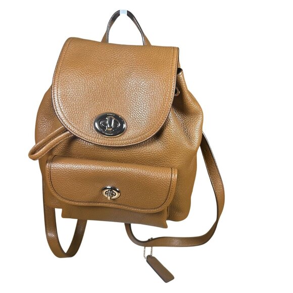 Coach Tan Mini Turnlock Leather Rucksack Backpack in Excellent Condition! - Picture 1 of 12
